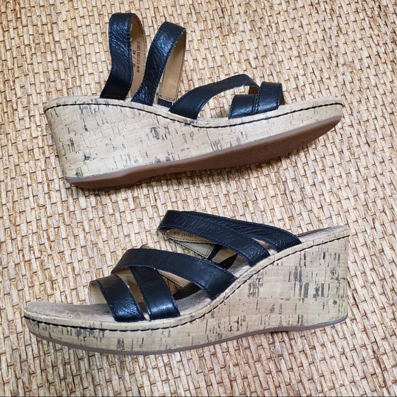 Born Shoes - Born Concept Black Wedge Slide On Sandals